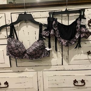 Black and light pink lingerie.